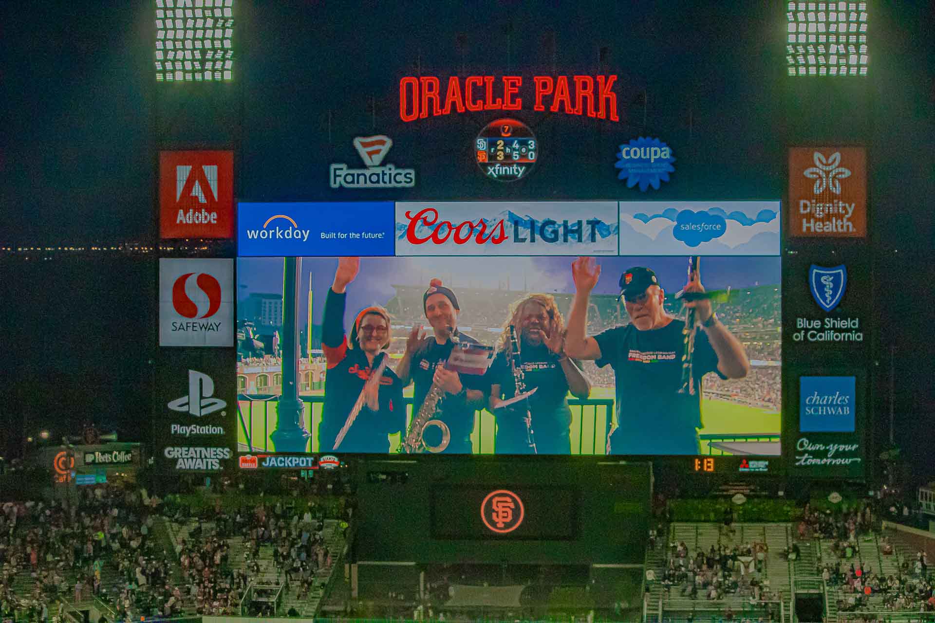 SF Giants LGBT Night — Freedom Band taking a bow after the performance